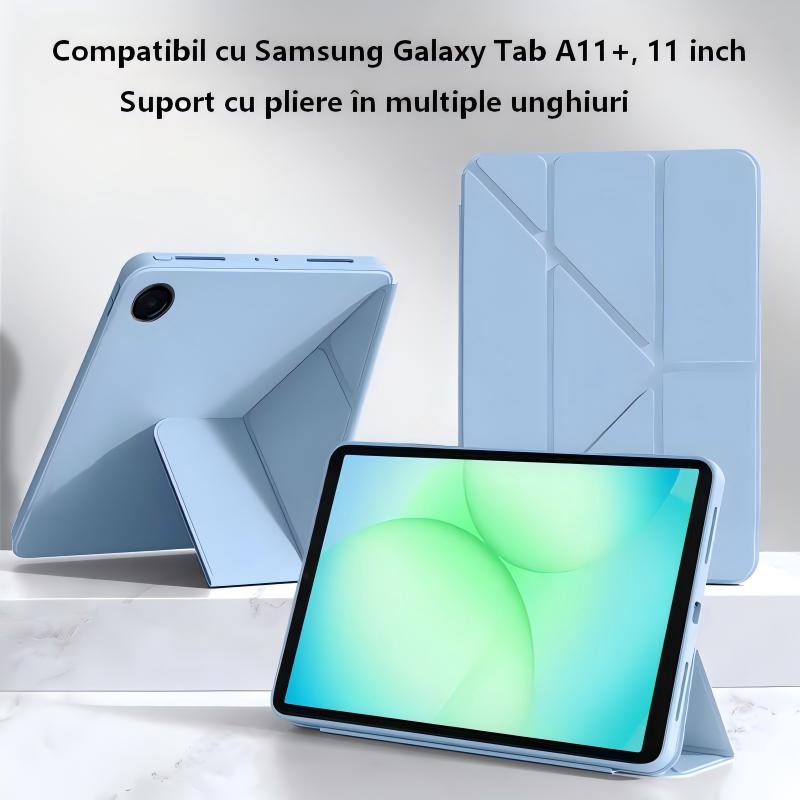 Husa pentru Samsung Galaxy Tab A11+/ A9+ Plus 11 Inch 2025, Husa tableta magnetica din silicon rezistenta la socuri, cu functie Auto Wake/Sleep. Mod Portret Peisaj, albastru