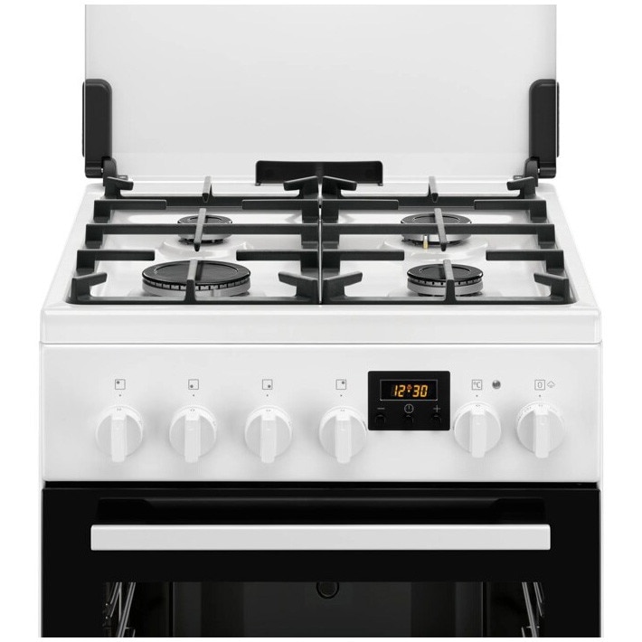 Aragaz AEG CKB56490AW, Mixt, 4 arzatoare gaz, Gratare fonta; Aprindere integrata; SteamBake-gatire cu abur; Cuptor electric 11 functii; Timer electronic; Iluminare cuptor; Grill electric; 50x60 cm, Siguranta plita; Clasa A; Capac metalic; Alb