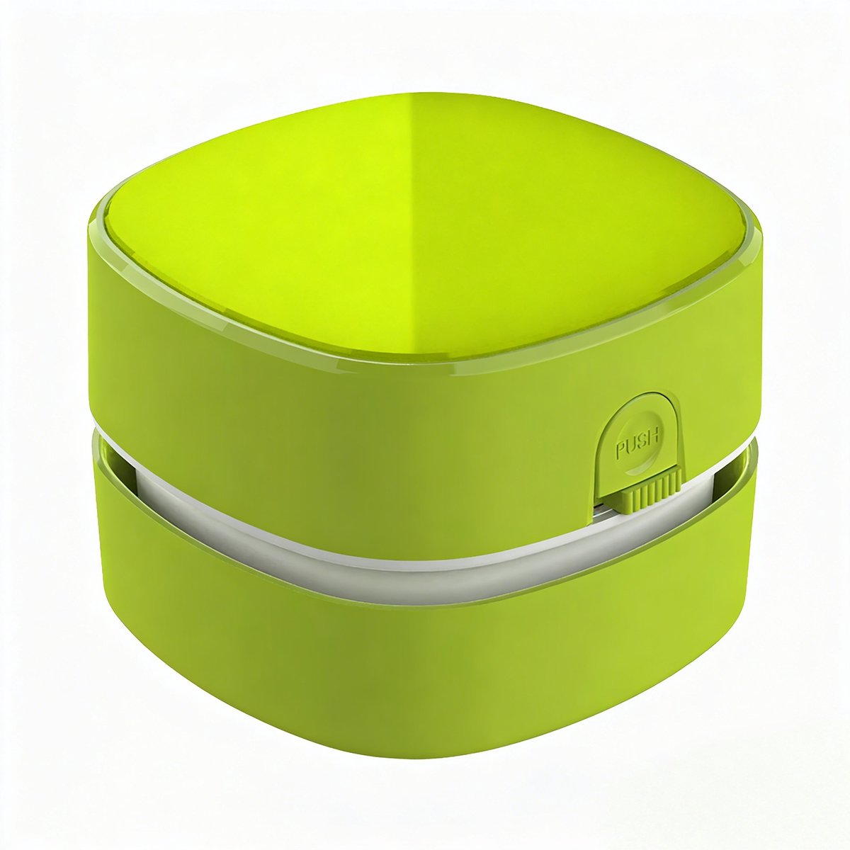 Aspirator de birou mini K0443-emagCJ-13396, alimentare 2x AA, fara fir, cap rotativ 360°, corp din acril transparent, verde