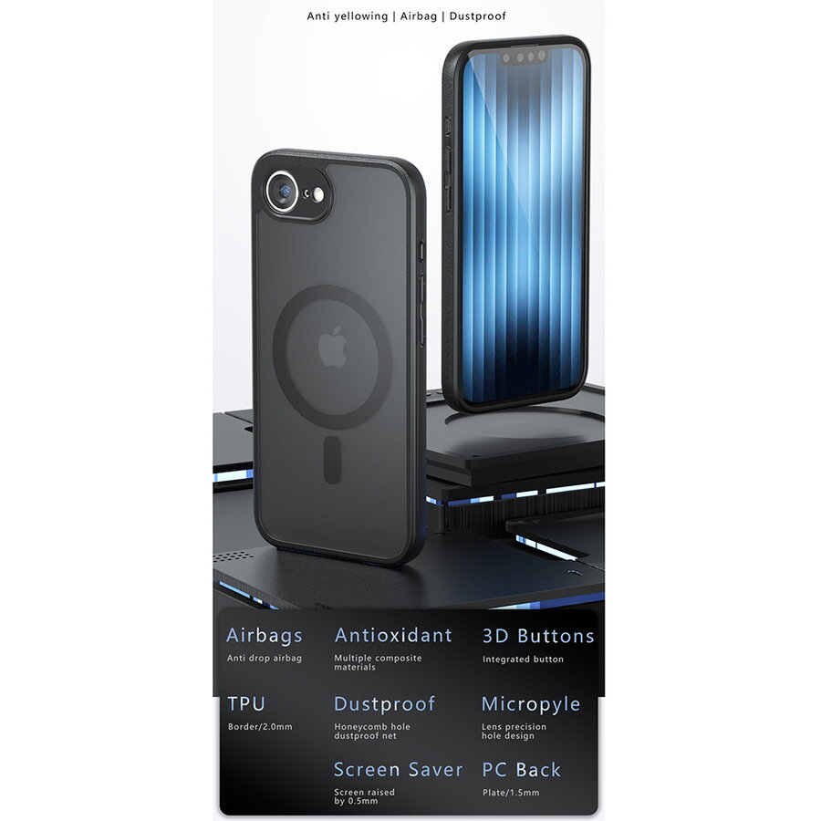 Techsuit PureFrost MagSafe Frosted - Husa telefon - compatibil cu Samsung Galaxy A54 - MagSafe - culoare Negru