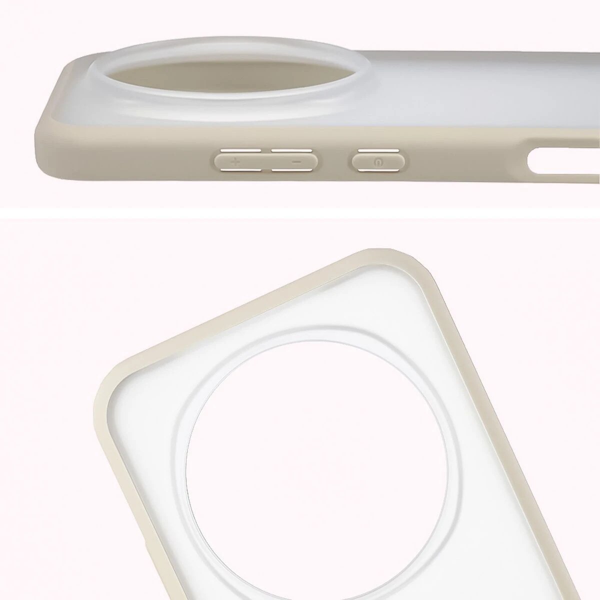 Husa, Bizon Case Angelo pentru Honor Magic8 Pro, Semi-Transparent Cu Rama Bej
