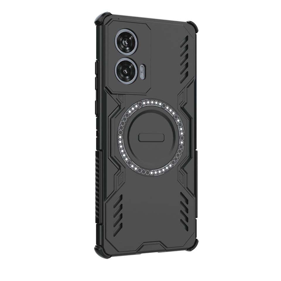 Husa pentru Motorola Edge 50 Fusion, SKYDDAR INOVATION, ArmorMag, Magsafe, set cu sticker, Negru