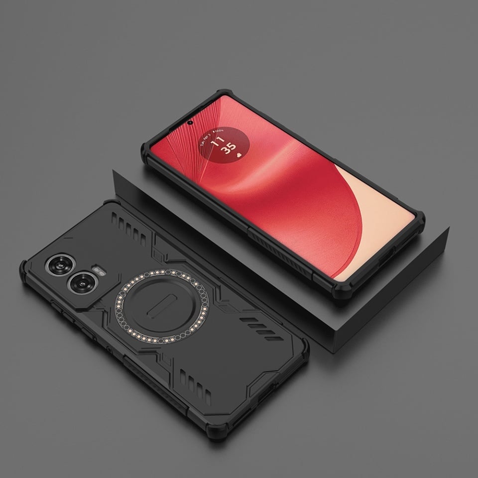 Husa pentru Motorola Edge 50 Fusion, SKYDDAR INOVATION, ArmorMag, Magsafe, set cu sticker, Negru
