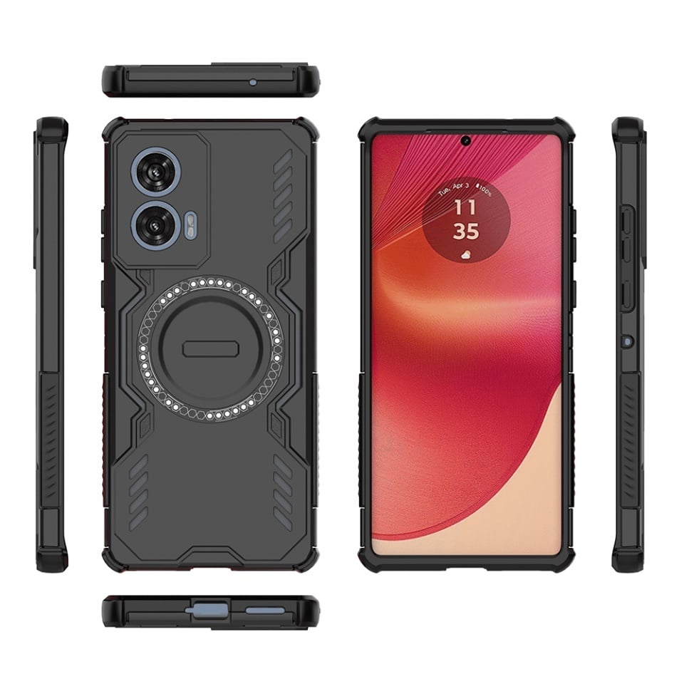 Husa pentru Motorola Edge 50 Fusion, SKYDDAR INOVATION, ArmorMag, Magsafe, set cu sticker, Negru