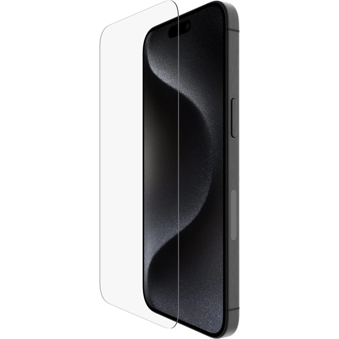 Folie de protectie pentru iPhone 15 Pro Max, Belkin, Sticla securizata, Transparent