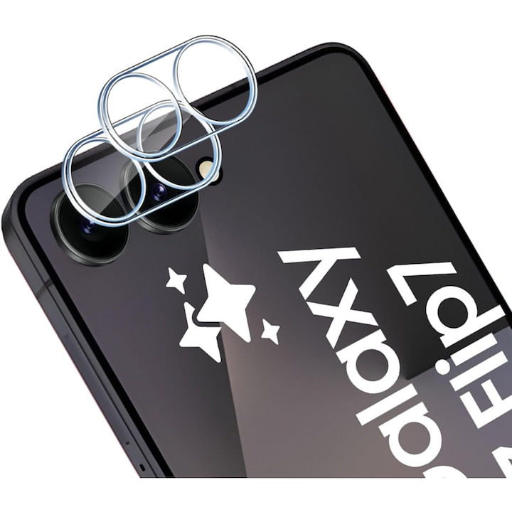 Set 2 folii de protectie din sticla temperata, MDUG, 9H, HD, transparent, pentru Samsung Galaxy Z Flip7