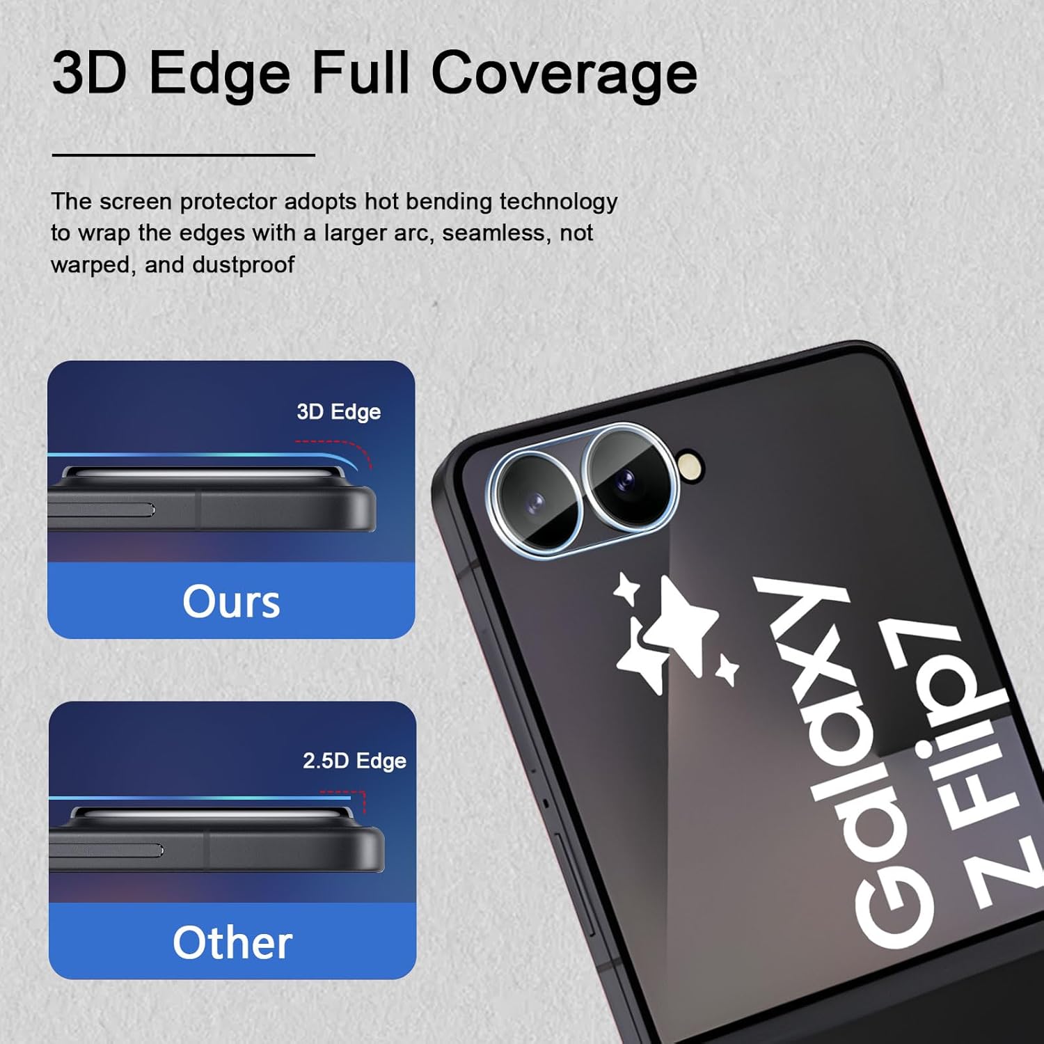 Set 2 folii de protectie din sticla temperata, MDUG, 9H, HD, transparent, pentru Samsung Galaxy Z Flip7