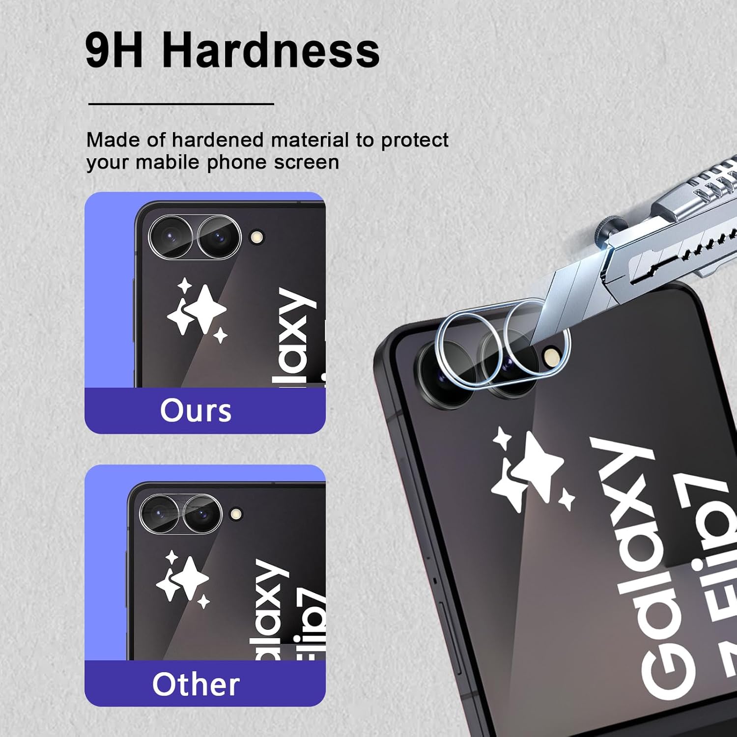 Set 2 folii de protectie din sticla temperata, MDUG, 9H, HD, transparent, pentru Samsung Galaxy Z Flip7