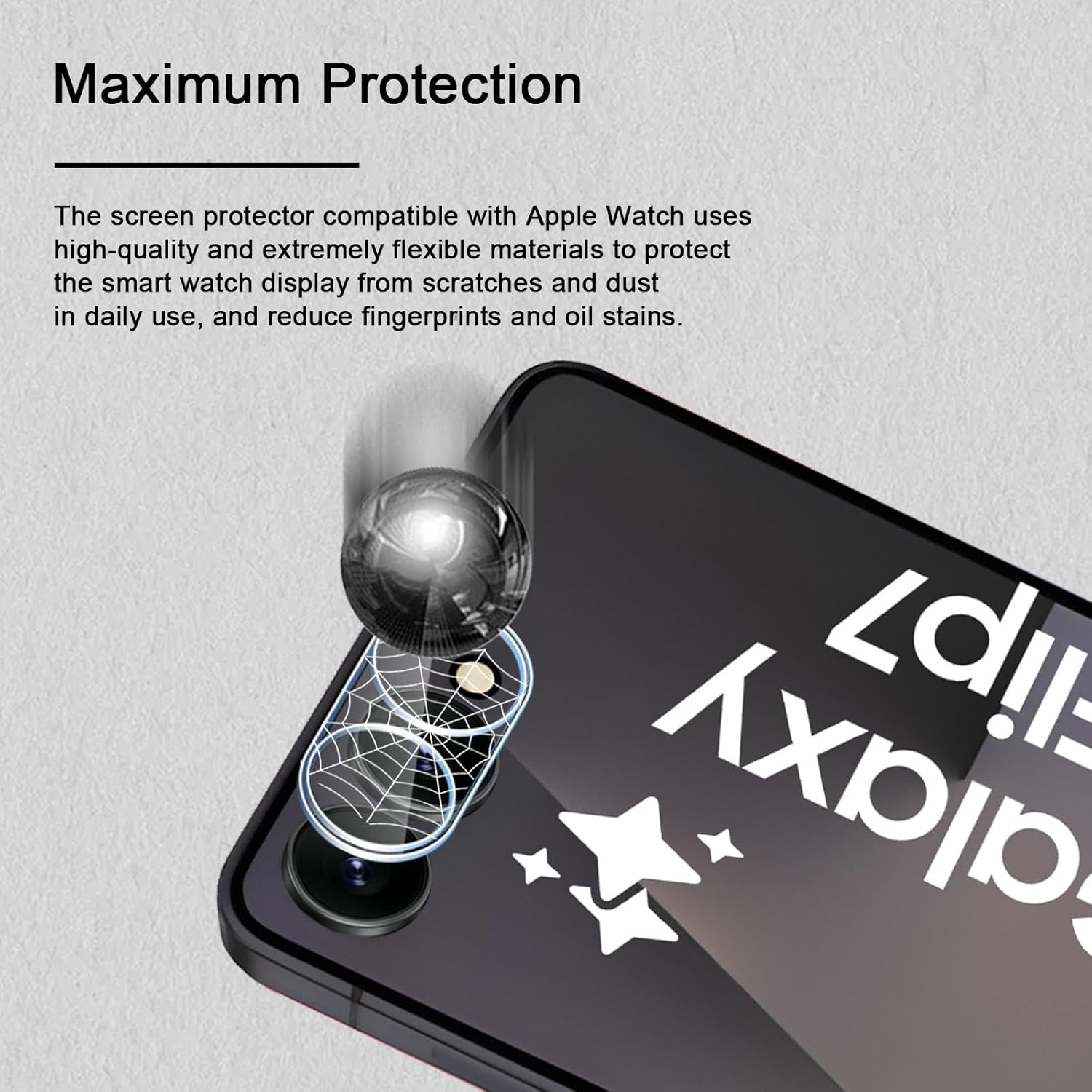 Set 2 folii de protectie din sticla temperata, MDUG, 9H, HD, transparent, pentru Samsung Galaxy Z Flip7