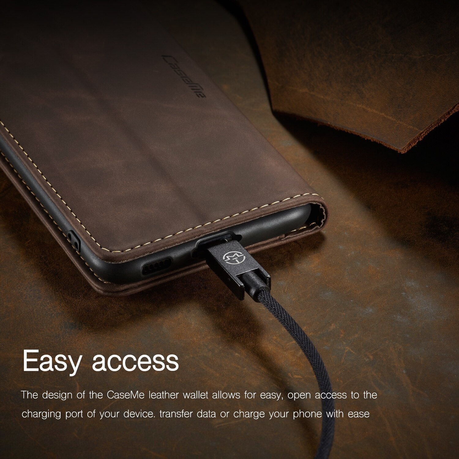 Husa pentru Samsung Galaxy A55, CaseMe, slim piele, tip portofel, stand, inchidere magnetica, textura catifelata, Maro coffee