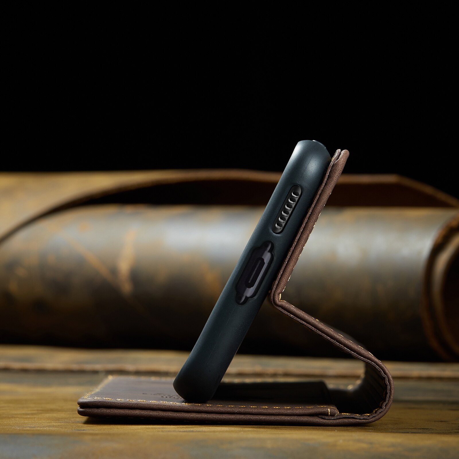 Husa pentru Samsung Galaxy A55, CaseMe, slim piele, tip portofel, stand, inchidere magnetica, textura catifelata, Maro coffee