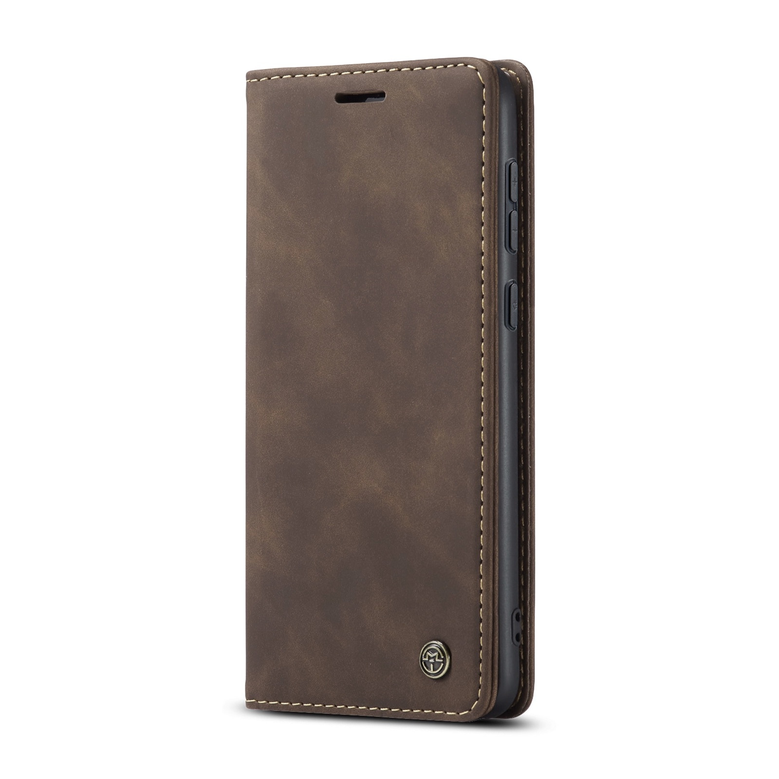Husa pentru Samsung Galaxy A55, CaseMe, slim piele, tip portofel, stand, inchidere magnetica, textura catifelata, Maro coffee