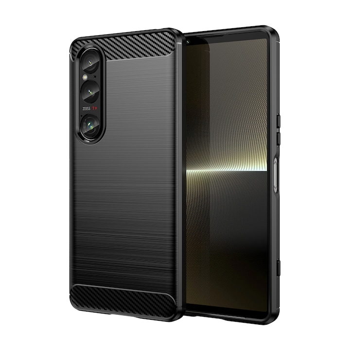 Husa telefon, pentru Sony Xperia 1 VI, De inalta calitate subtire si usoara periata confortabila TPU Soft Feel, Carbon Fiber Negru