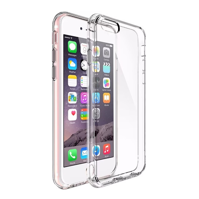 Husa protectie Mat-Tech compatibila cu iPhone 6 / 6s, Anti-soc, 2MM, Decupaje Precise, Rezistenta la impact, Margini ridicate pentru protectia ecranului, Transparenta