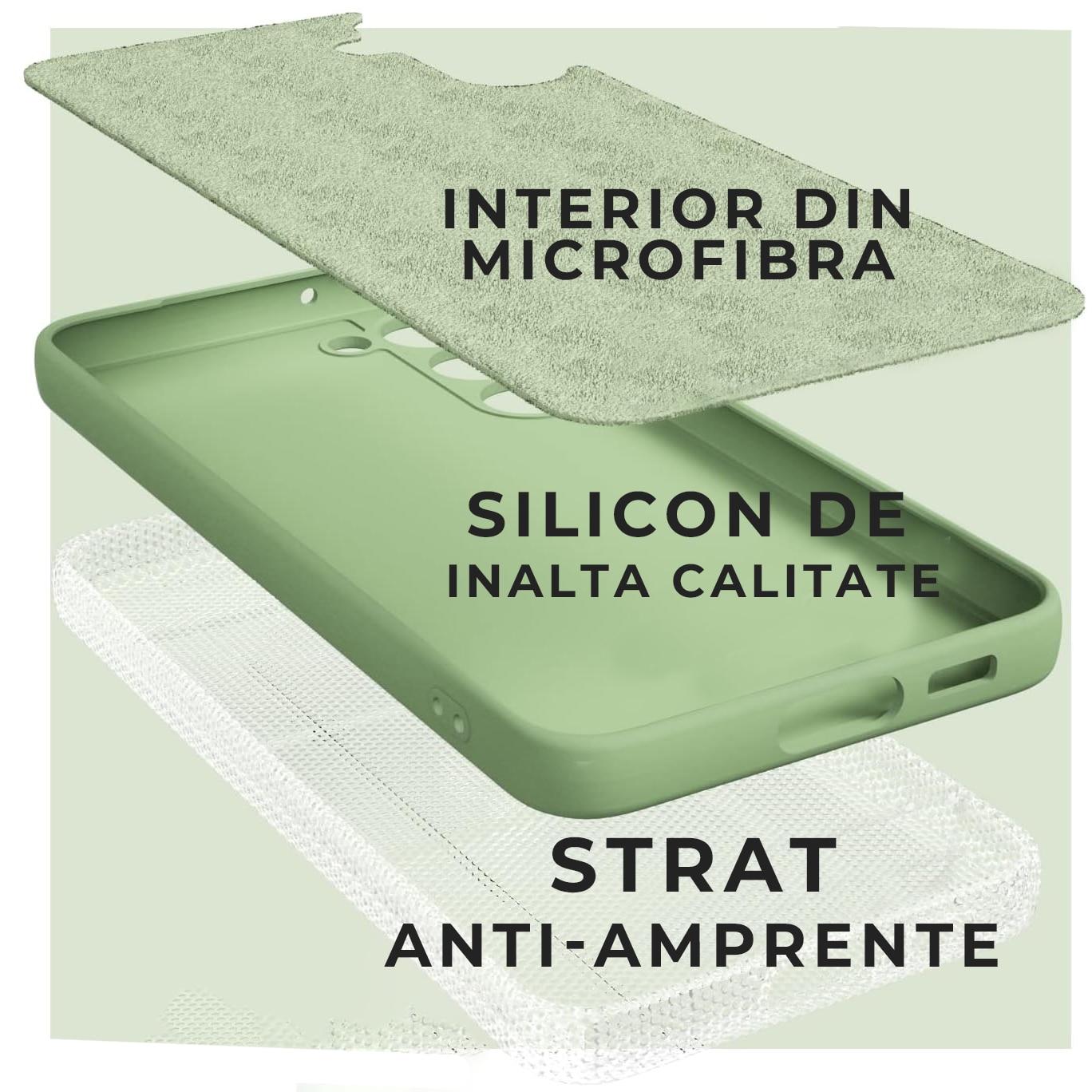 Husa pentru Samsung Galaxy S24 Premium Silicon Daden®, Protectie Camera, Antisoc, Calitate Premium, Verde