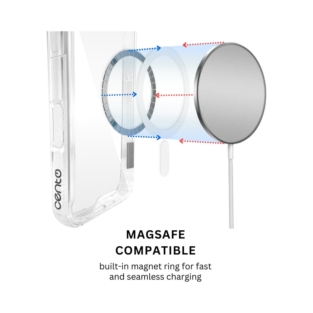 Husa de protectie CENTO Como Plus compatibila cu Apple Iphone 17, Transparent, cu inel MagSafe, Silicon Premium, Slim, colturi intarite, Anti zgarieturi, Anti soc, cu margini ridicate pentru protectia ecranului si a camerei