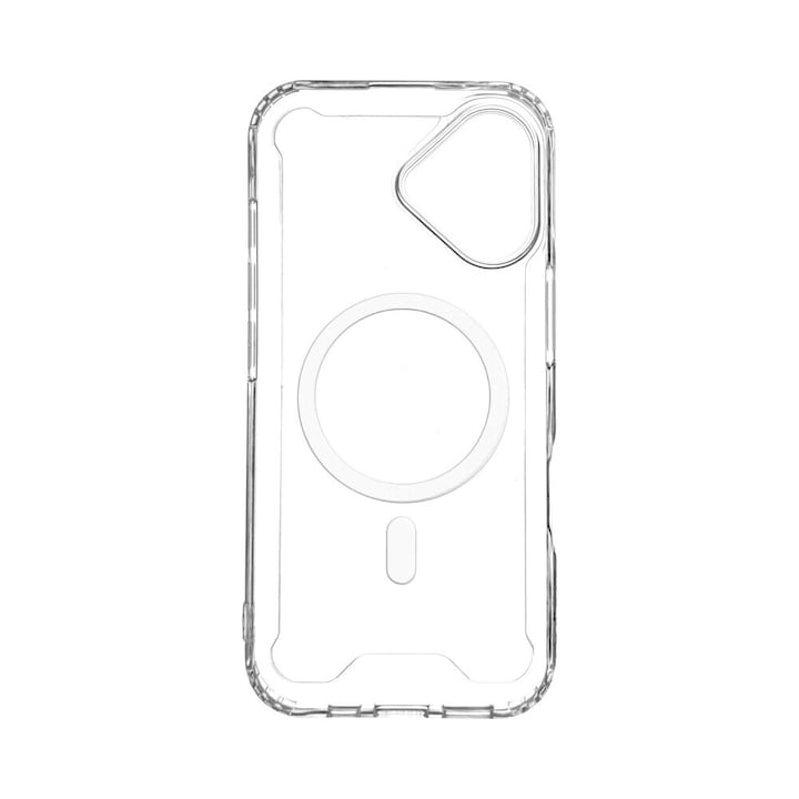 Husa de protectie CENTO Como Plus compatibila cu Apple Iphone 17, Transparent, cu inel MagSafe, Silicon Premium, Slim, colturi intarite, Anti zgarieturi, Anti soc, cu margini ridicate pentru protectia ecranului si a camerei