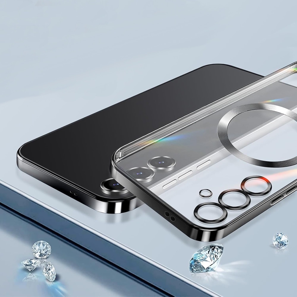 Husa pentru Samsung Galaxy S25 cu MagSafe si protectie pentru lentile anti-shock 1.5 mm transparent - Roz