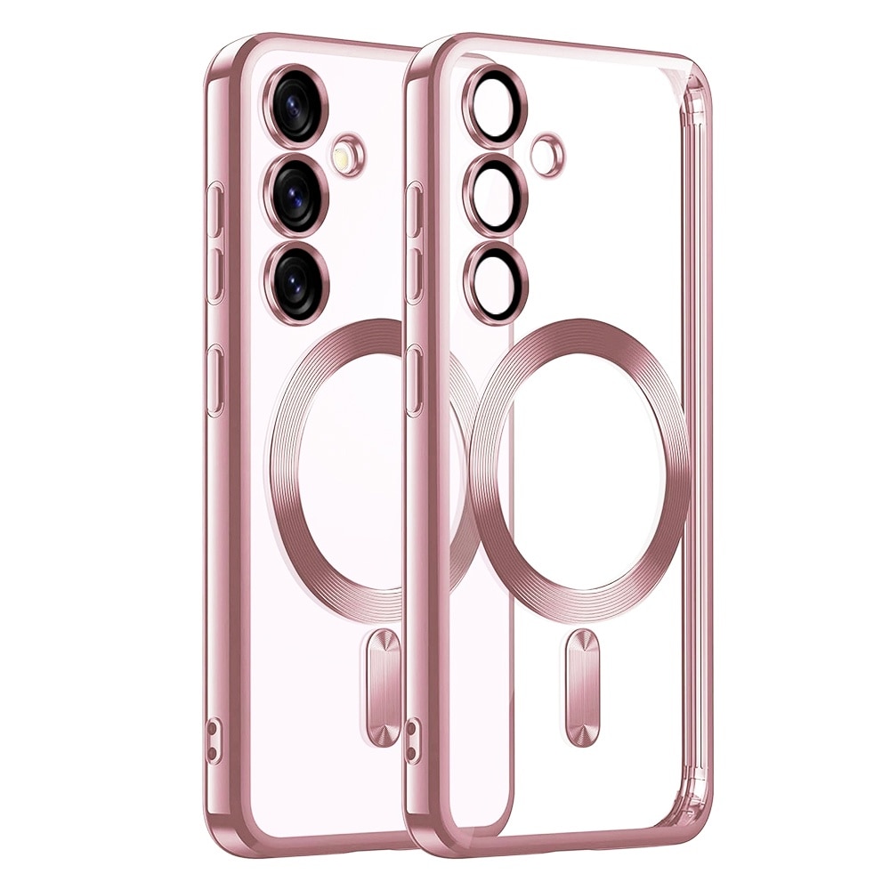 Husa pentru Samsung Galaxy S25 cu MagSafe si protectie pentru lentile anti-shock 1.5 mm transparent - Roz
