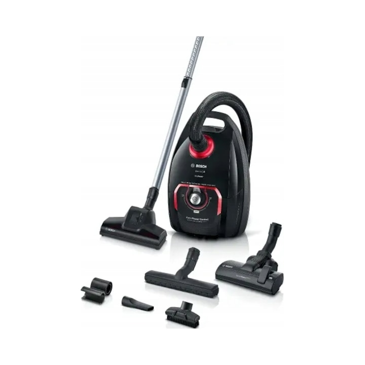 Aspirator Bosch Serie 8 ProPower, 890W, turbosperietoare, negru-rosu, 48x32x27.5cm