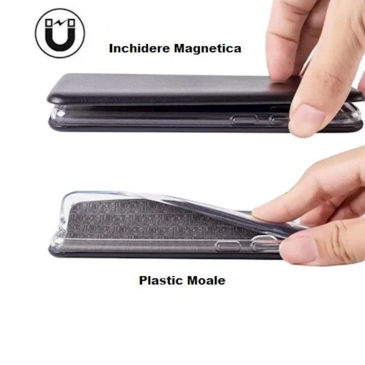 Husa Carte Flip Cover, piele ecologica, compatibila cu Oppo Reno 6 5G, Albastru