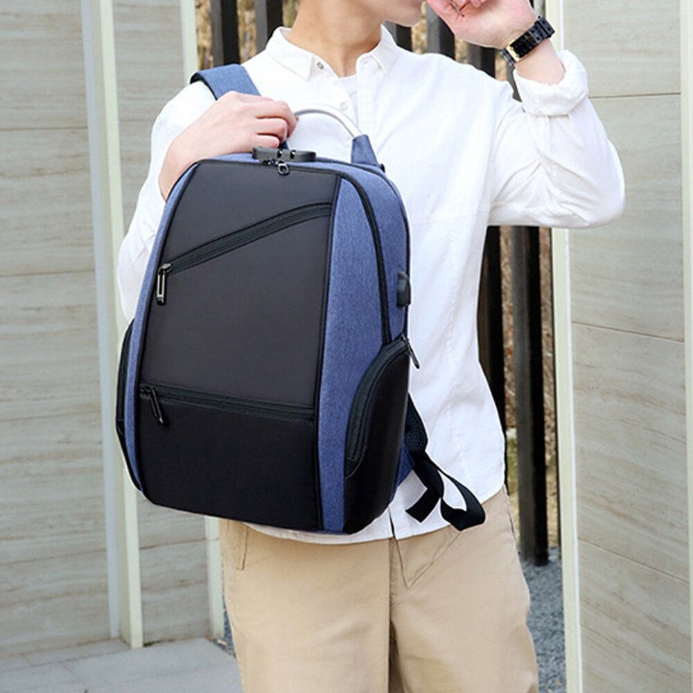 Rucsac laptop 15.6 inch, AMRINUGL, impermeabil, cu port USB, albastru