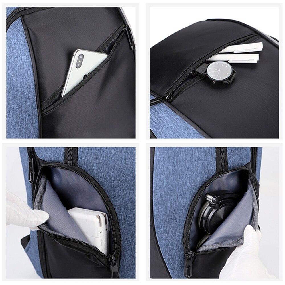 Rucsac laptop 15.6 inch, AMRINUGL, impermeabil, cu port USB, albastru