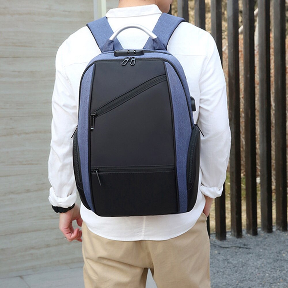 Rucsac laptop 15.6 inch, AMRINUGL, impermeabil, cu port USB, albastru