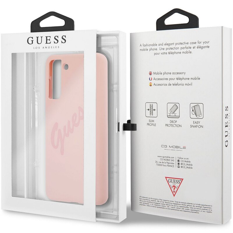 Husa de protectie Guess Vintage Script pentru Samsung Galaxy S21+ 5G, Roz