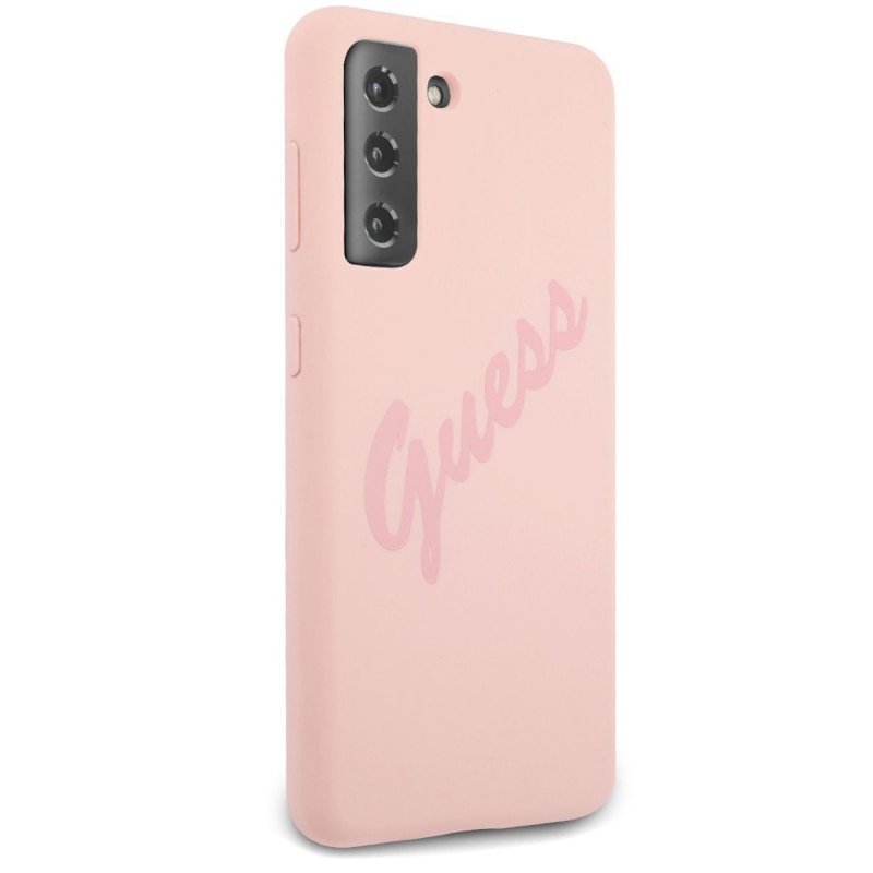 Husa de protectie Guess Vintage Script pentru Samsung Galaxy S21+ 5G, Roz