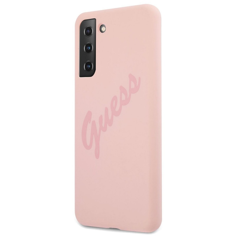 Husa de protectie Guess Vintage Script pentru Samsung Galaxy S21+ 5G, Roz