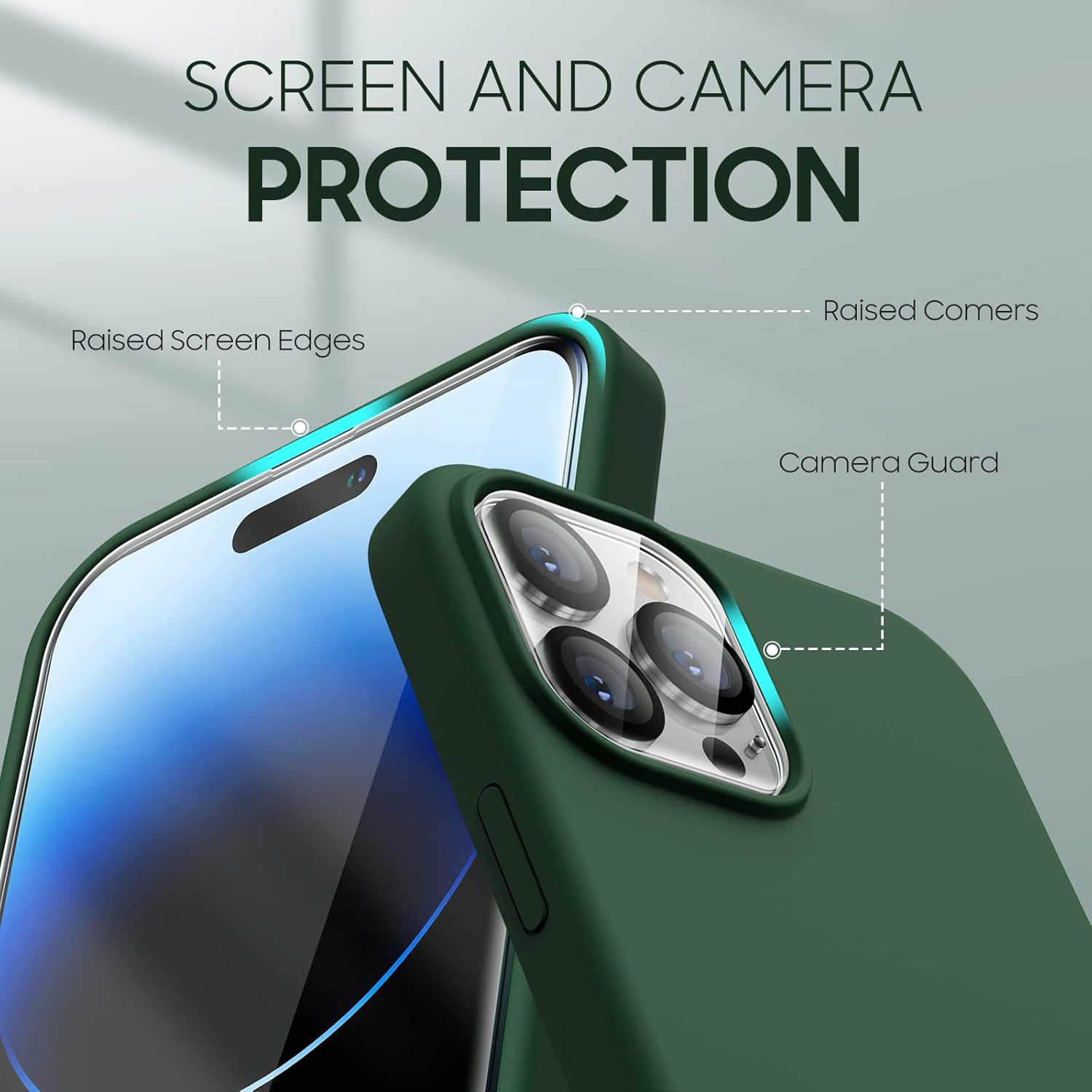 Husa compatibila iPhone 15 Pro, cuoare Verde, silicon, design elegant, rezistenta la socuri, protectie camere si margine ecran
