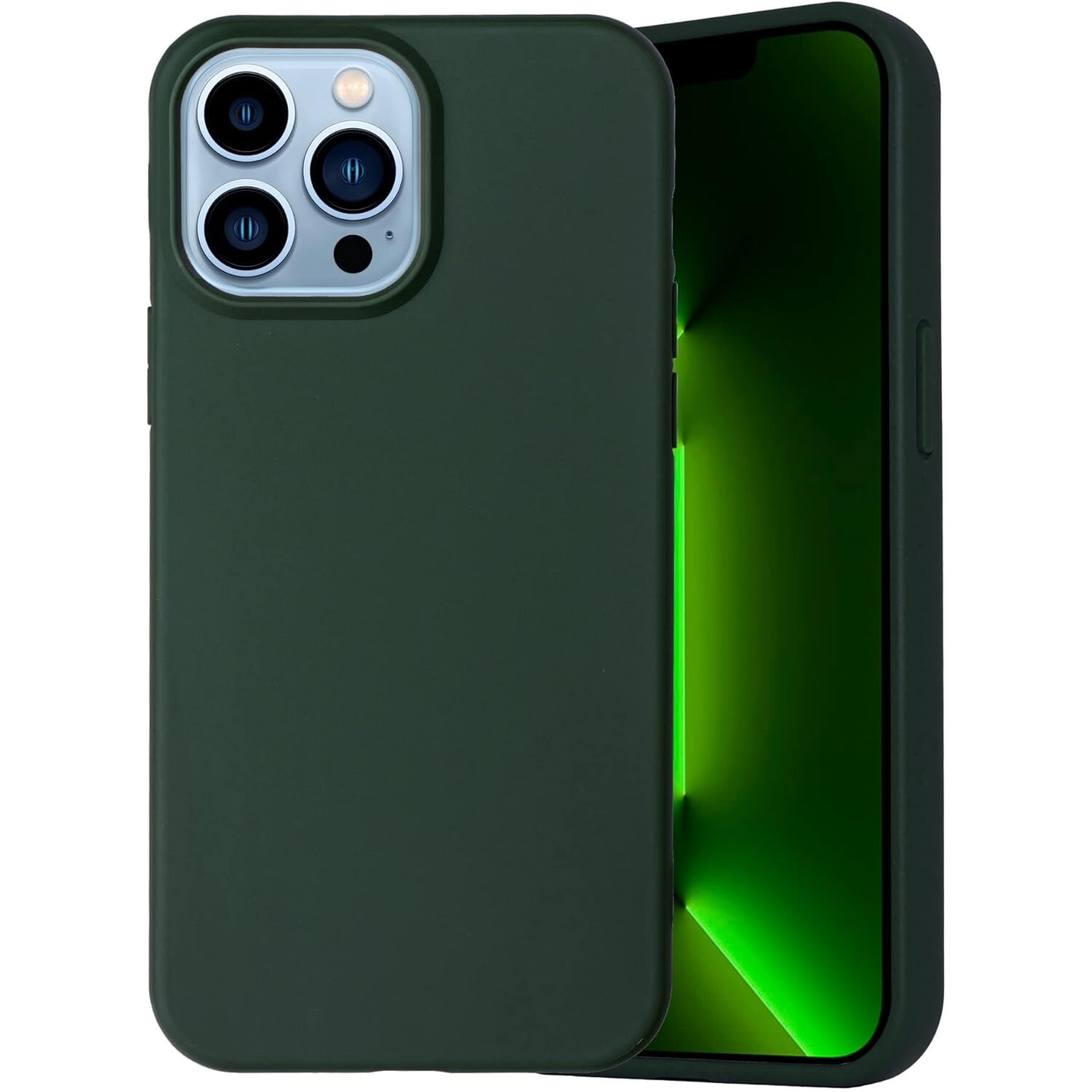 Husa compatibila iPhone 15 Pro, cuoare Verde, silicon, design elegant, rezistenta la socuri, protectie camere si margine ecran