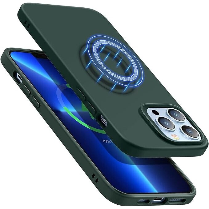Husa compatibila iPhone 15 Pro, cuoare Verde, silicon, design elegant, rezistenta la socuri, protectie camere si margine ecran