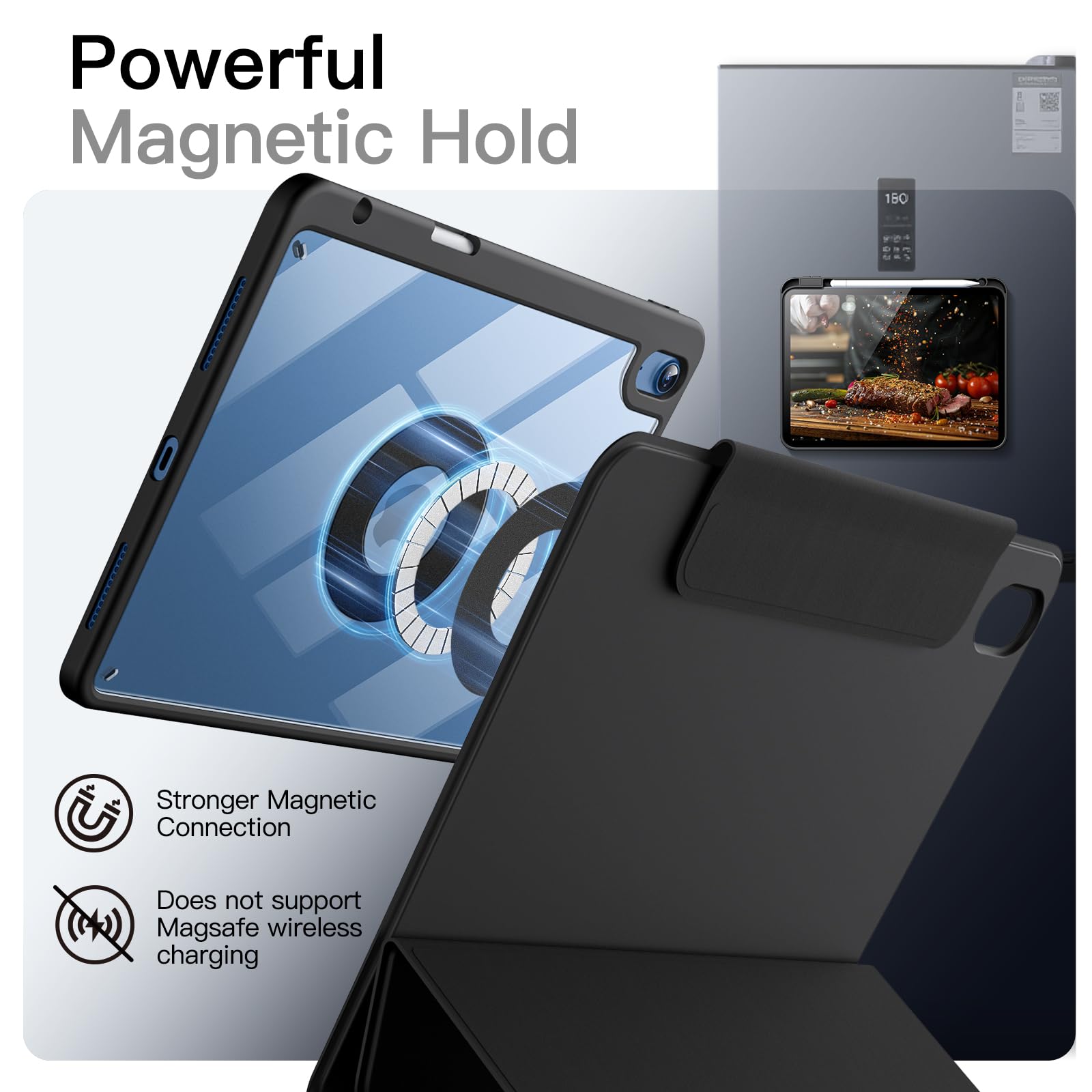 Husa Tableta Pentru iPad 11th/10th Gen, Detasabila Magnetic Cu Suport Pen, Rotire 360 Grade, Negru