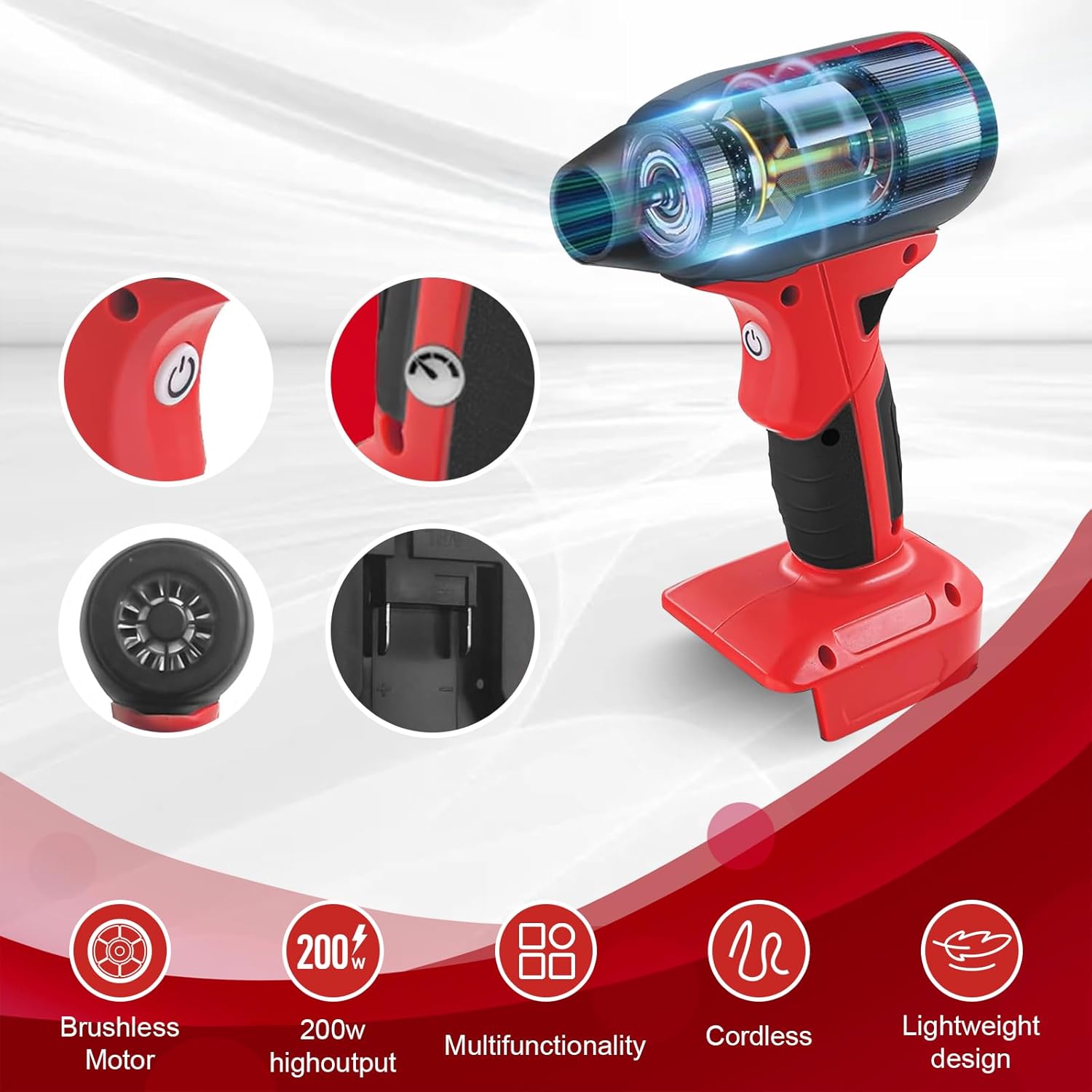 Suflanta cu aer comprimat, suflanta alimentata cu baterie compatibila cu Einhell Power X-Change 18V, suflanta PC 130000RPM, suflanta cu aer comprimat cu 4 viteze, suflanta auto pentru tastaturi/electronice