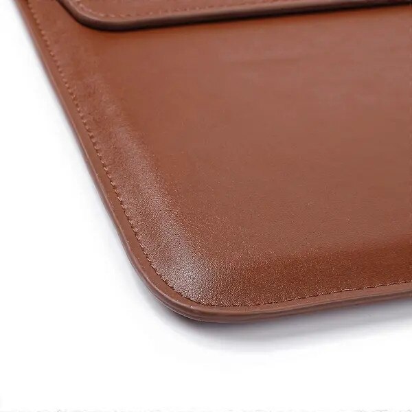 Husa plic din piele PU pentru laptop/iPad MacBook Air 13,3" / iPad Pro 12,9", clapeta rabatabila stand, captuseala moale, maro, FRU-CJK0424-260710-2593