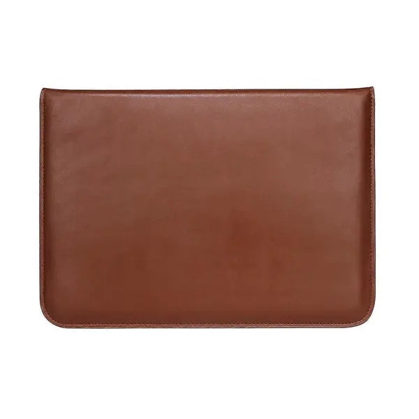 Husa plic din piele PU pentru laptop/iPad MacBook Air 13,3" / iPad Pro 12,9", clapeta rabatabila stand, captuseala moale, maro, FRU-CJK0424-260710-2593