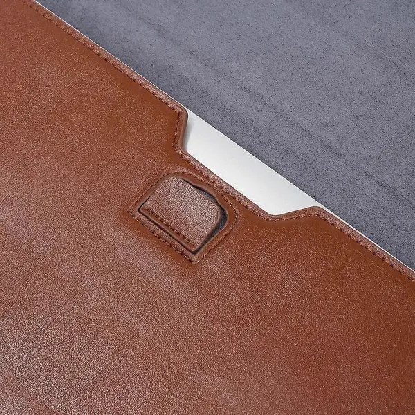 Husa plic din piele PU pentru laptop/iPad MacBook Air 13,3" / iPad Pro 12,9", clapeta rabatabila stand, captuseala moale, maro, FRU-CJK0424-260710-2593