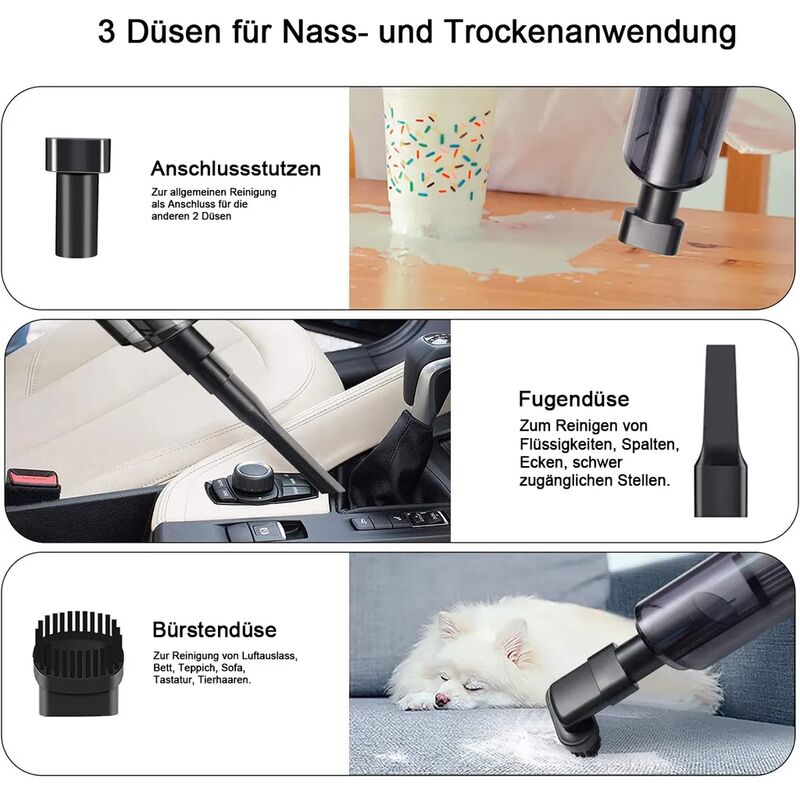 Aspirator de mana fara fir, negru, 120W, 6000Pa, 1 bucata