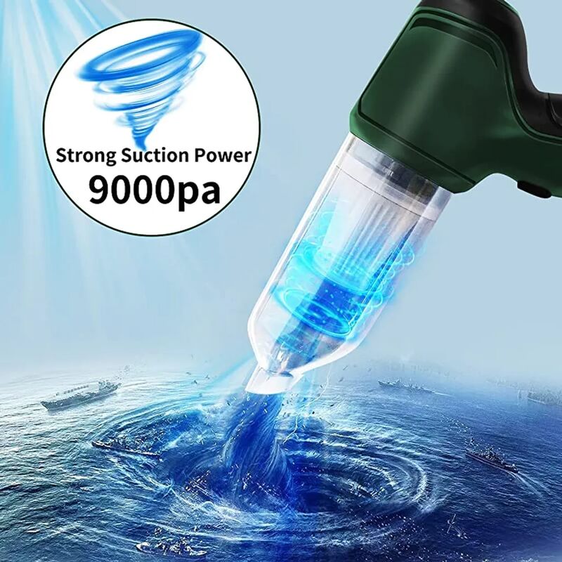 Mini aspirator de mana fara fir 3 in 1, verde militar, utilizare umeda si uscata (1 bucata)