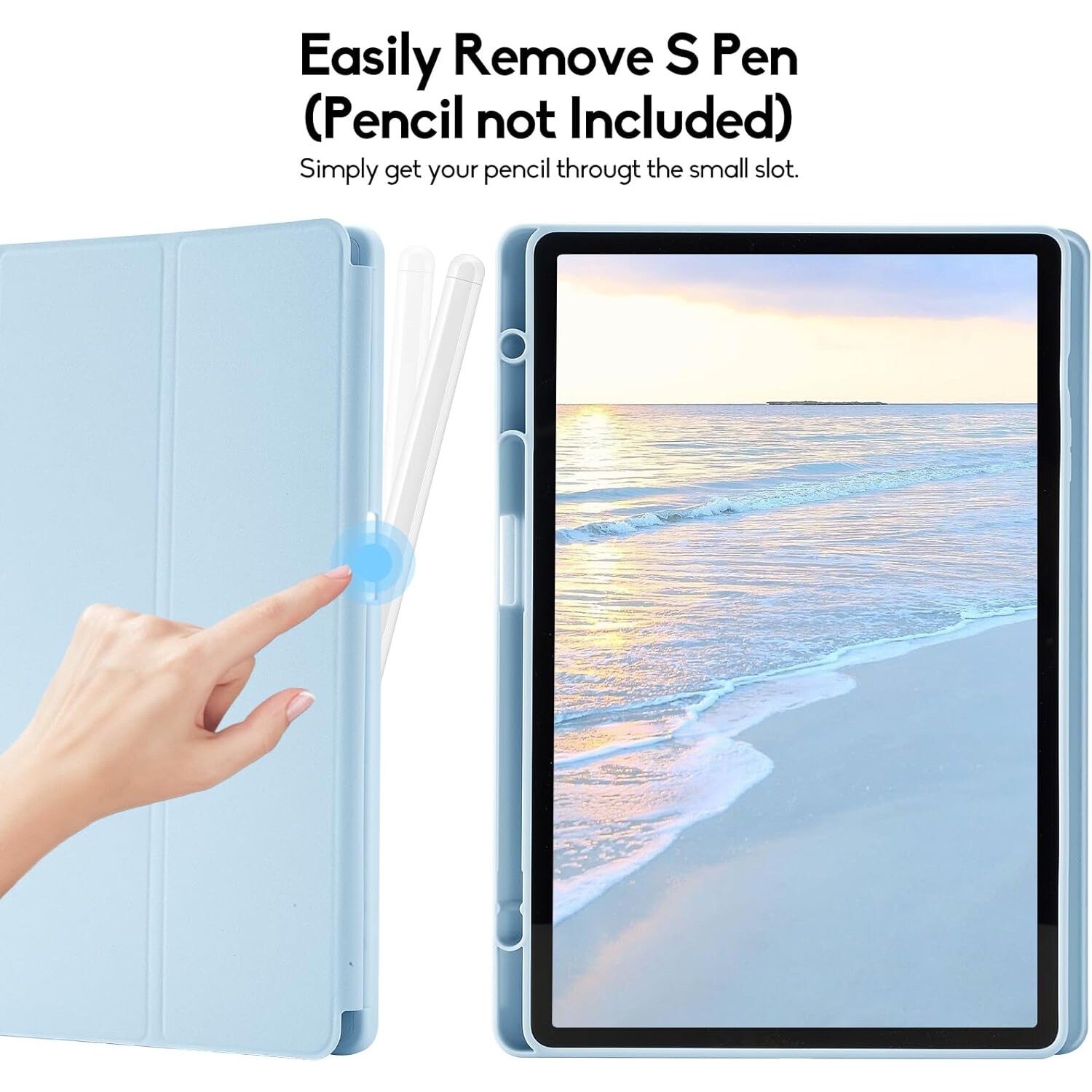Husa pentru Samsung Galaxy Tab S10+/S9+/S9Fe+, 12.4", Sigloo, UltraSlim tip stand functie sleep/wake-up si slot pentru S-Pen Blue