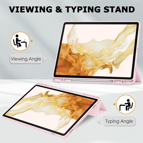 Husa Smart Cover compatibila cu Samsung Galaxy Tab S10/ S10 FE 11inch, Slot Pen, Roz Pal, TELGORBCS