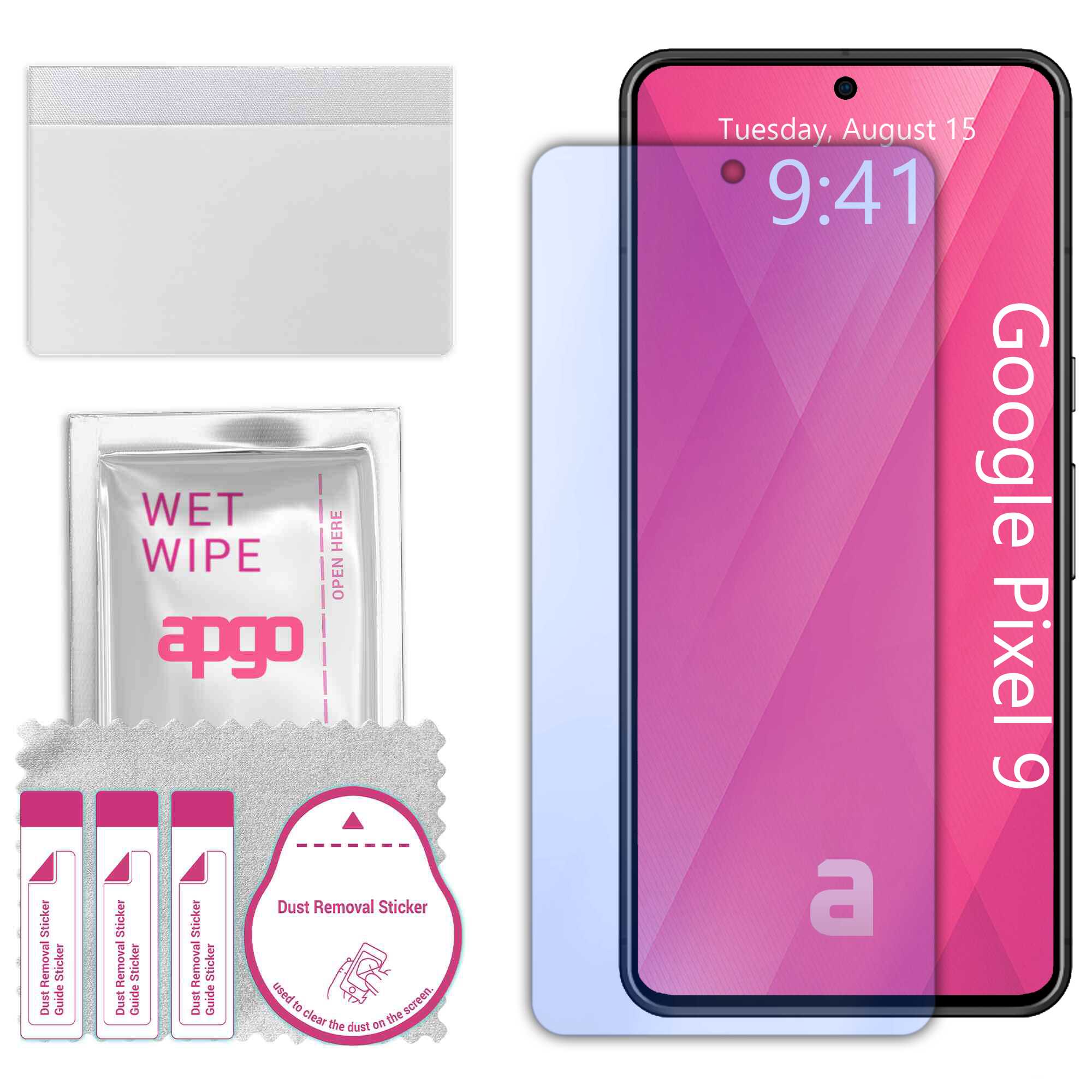 Sticla de protectie apgo pentru Google Pixel 9 – sticla hibrida, securizata pentru display, lucioasa, pro flexible Hybrid Glass, 9H, full glue