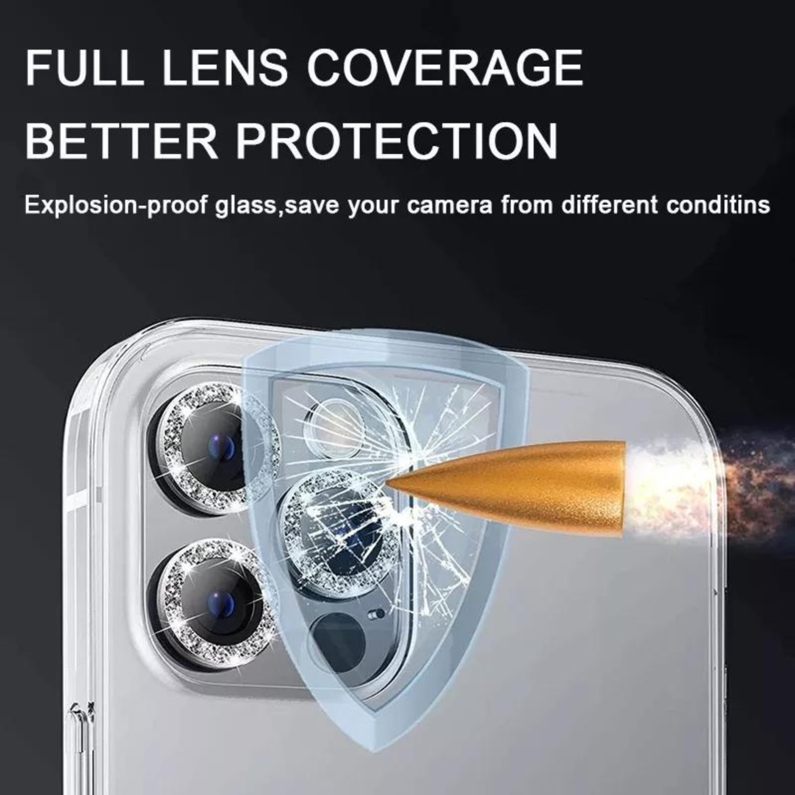 Protectie Camera Diamond Style Silver pentru iPhone 14/ 14 Plus