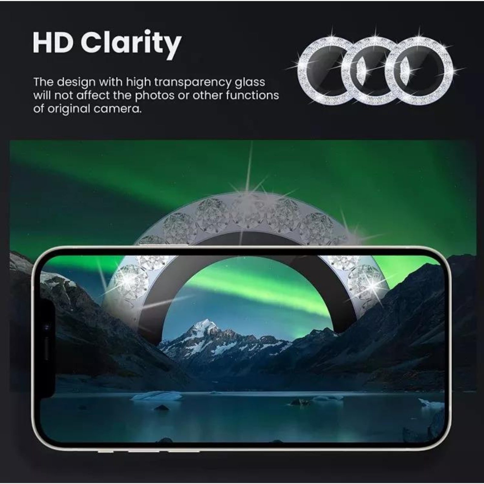 Protectie Camera Diamond Style Silver pentru iPhone 14/ 14 Plus