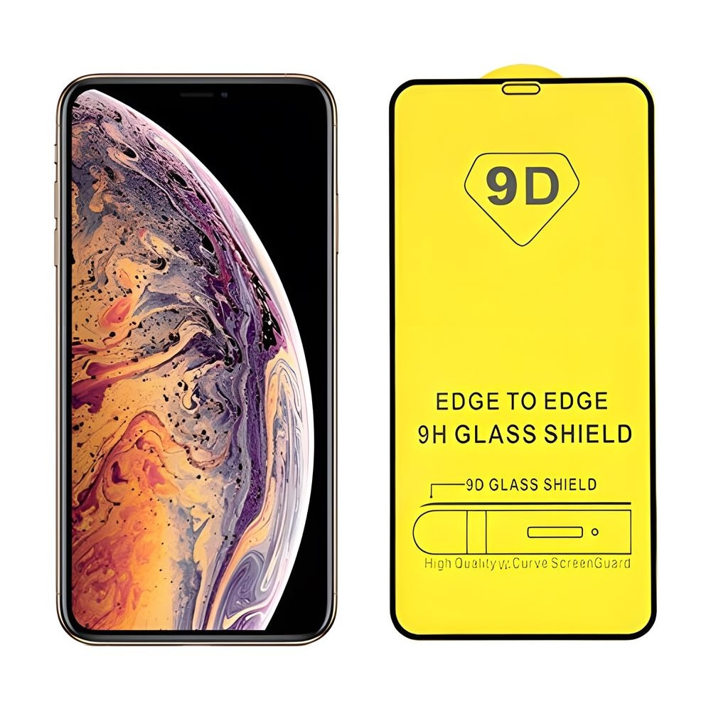 Folie de protectie ecran, compatibila Apple iPhone 15, Sticla securizata, Full Face, Full Glue, 9D, Neagra