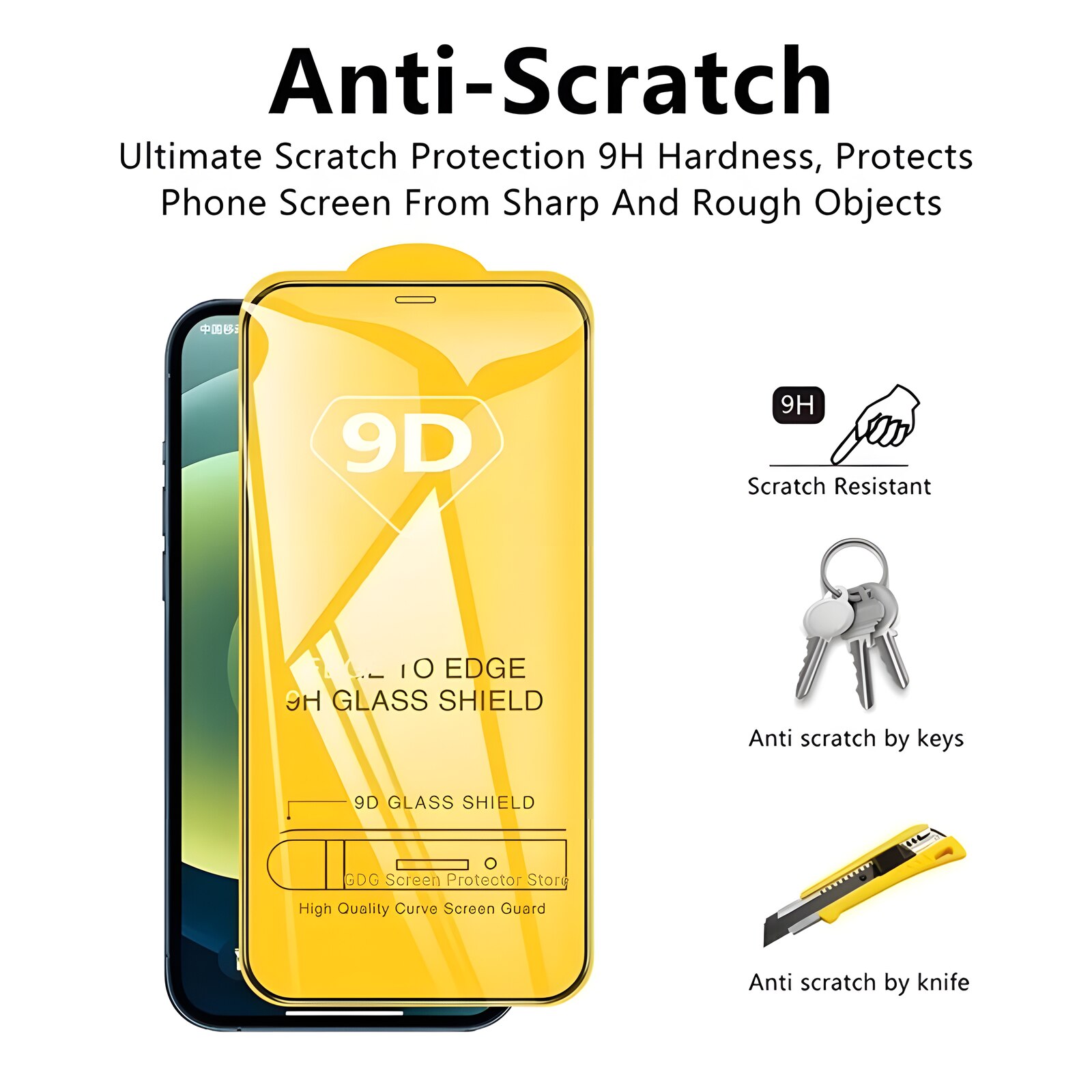 Folie de protectie ecran, compatibila Apple iPhone 15, Sticla securizata, Full Face, Full Glue, 9D, Neagra