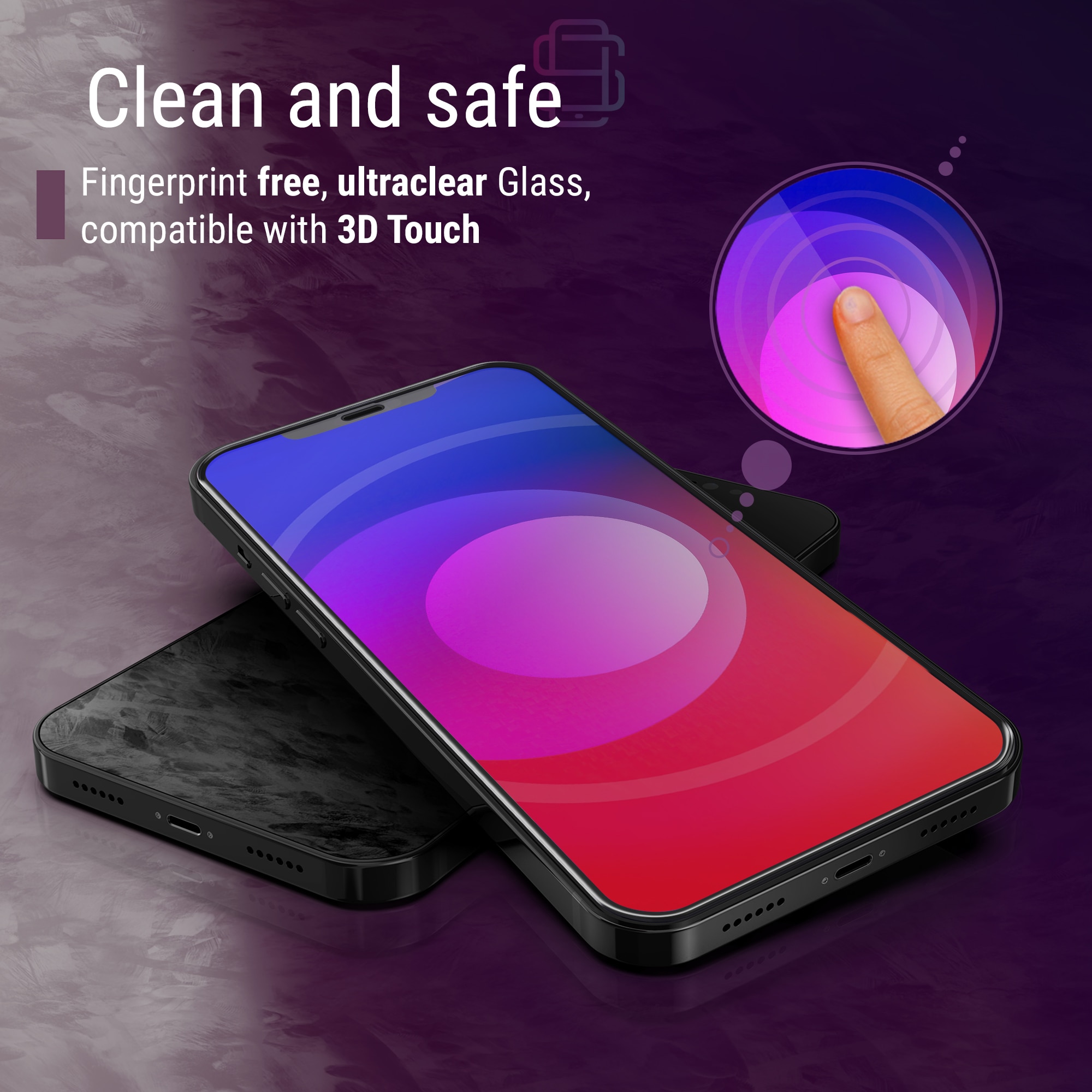 Set 2 Folii sticla pentru iPhone 12 Mini, Full Cover 3D, DefenSlim, instalare usoara si rapida cu dispozitiv de potrivire automata in 30 sec cu Easy Install Kit patentat, protectie telefon
