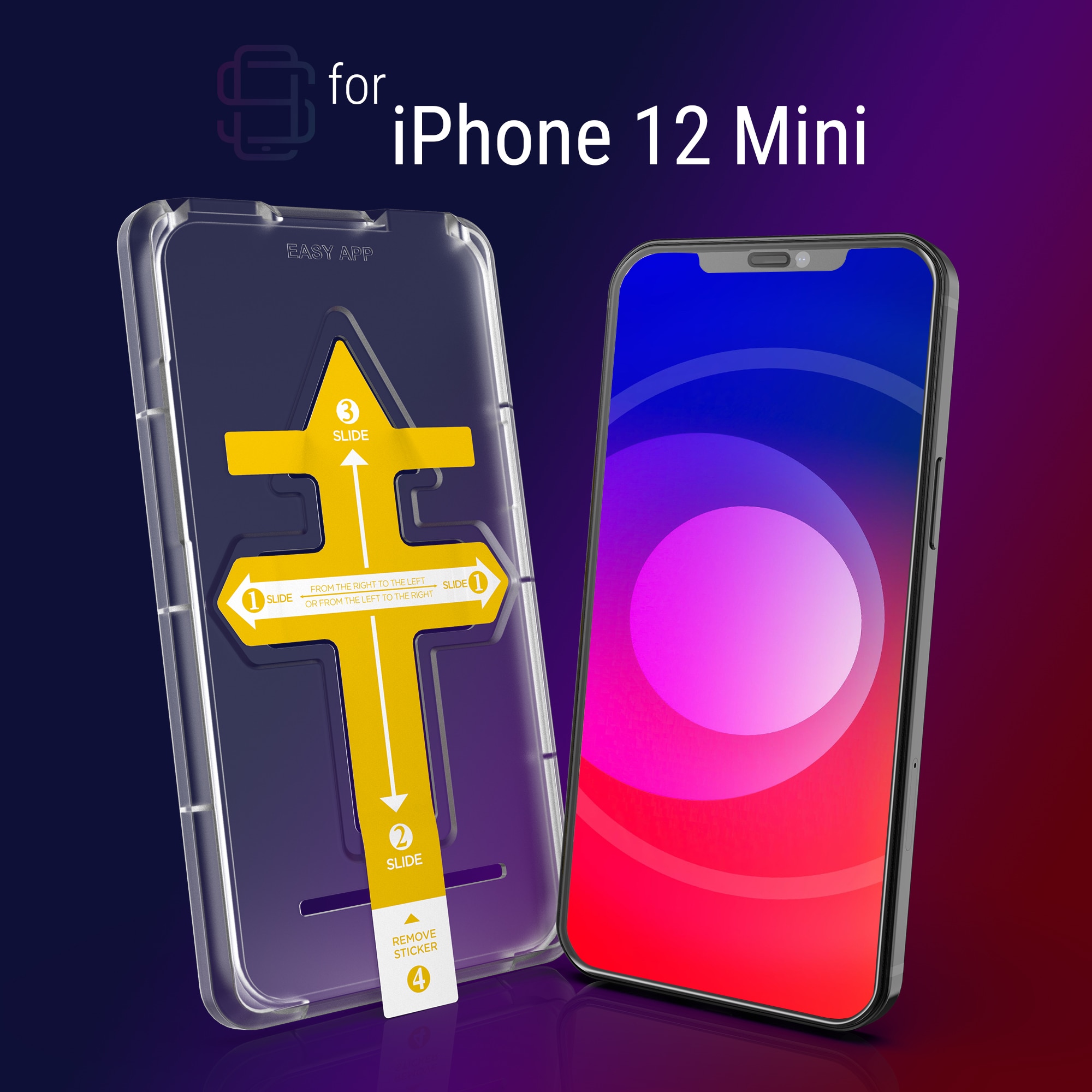 Set 2 Folii sticla pentru iPhone 12 Mini, Full Cover 3D, DefenSlim, instalare usoara si rapida cu dispozitiv de potrivire automata in 30 sec cu Easy Install Kit patentat, protectie telefon
